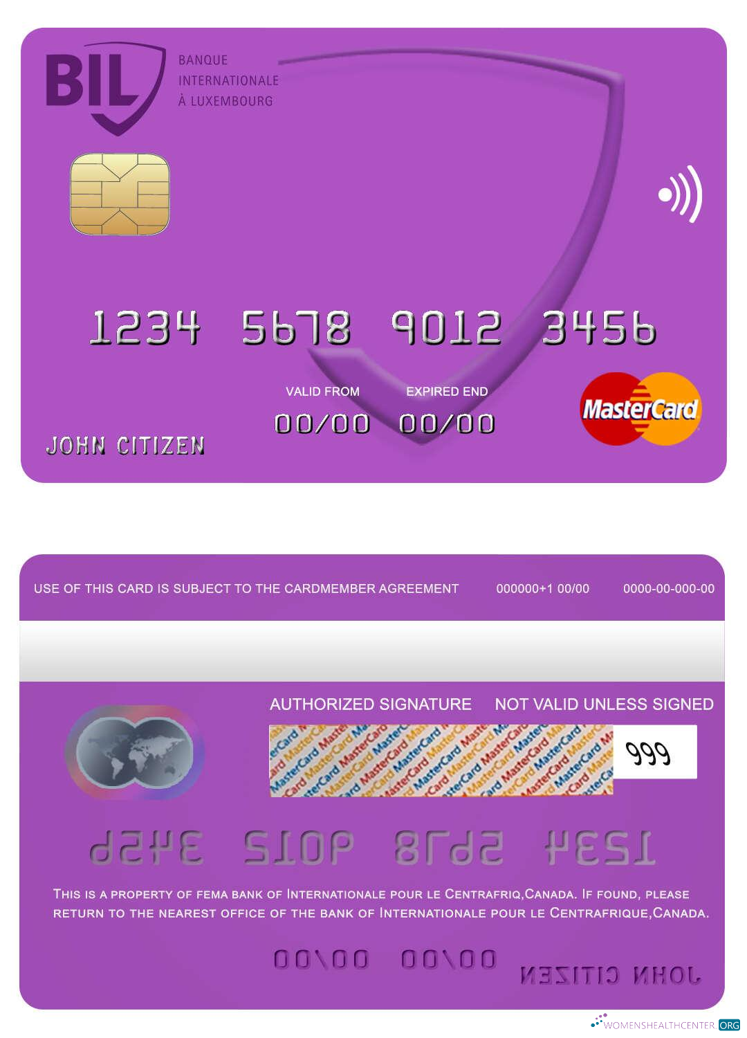 Download Canada Internationale pour le Centrafrique bank mastercard Photoshop template